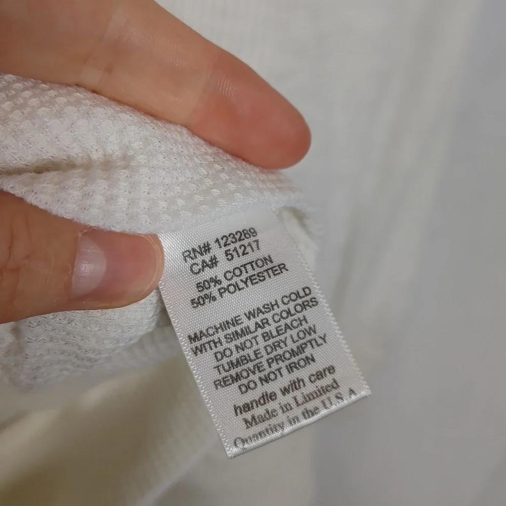 Michael Lauren FERRARI PULLOVER Burnout Lightweight Thermal Henley Cream White S
